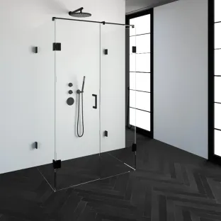 Brauer Complete Profileless Shower Enclosure XL 4-piece - 120x80 cm - Matt black