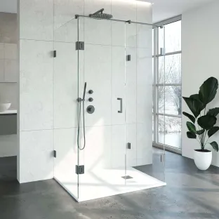 Brauer Complete Profileless Shower Enclosure XL 4-piece - 120x90 cm - Gunmetal