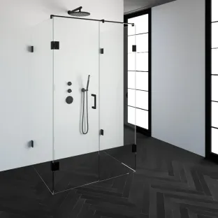 Brauer Complete Profileless Shower Enclosure XL 4-piece - 120x90 cm - Matt black