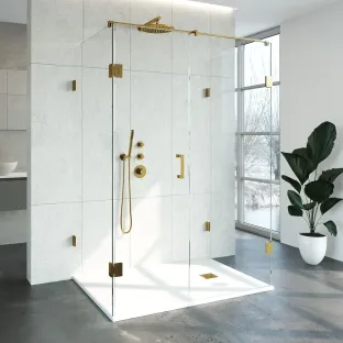 Brauer Complete Profileless Shower Enclosure XL 4-piece - 140x100 cm - Gold