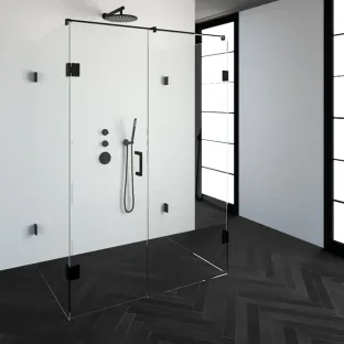 Brauer Complete Profileless Shower Enclosure XL 4-piece - 140x100 cm - Matt black