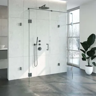 Brauer Complete Profileless Shower Enclosure XL 4-piece - 140x80 cm - Gunmetal