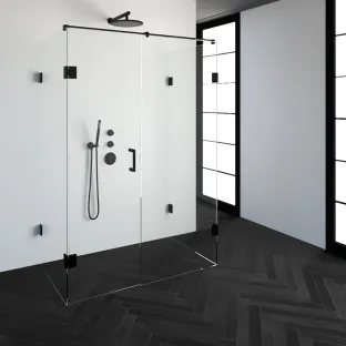 Brauer Complete Profileless Shower Enclosure XL 4-piece - 140x80 cm - Matt black