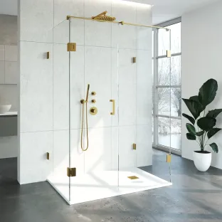 Brauer Complete Profileless Shower Enclosure XL 4-piece - 140x90 cm - Gold