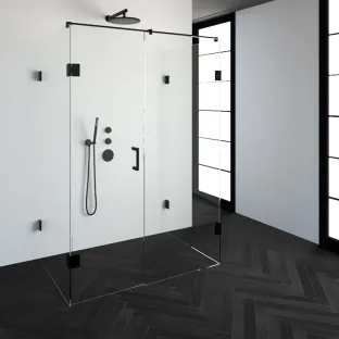 Brauer Complete Profileless Shower Enclosure XL 4-piece - 140x90 cm - Matt black