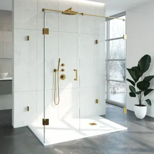 Brauer Complete Profileless Shower Enclosure XL 4-piece - 160x100 cm - Gold