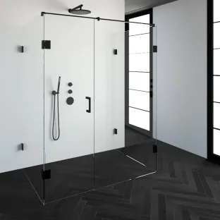 Brauer Complete Profileless Shower Enclosure XL 4-piece - 160x100 cm - Matt black