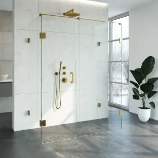 Brauer Complete Profileless Shower Enclosure XL 4-piece - 160x80 cm - Gold