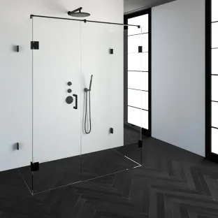 Brauer Complete Profileless Shower Enclosure XL 4-piece - 160x80 cm - Matt black