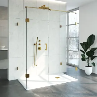 Brauer Complete Profileless Shower Enclosure XL 4-piece - 160x90 cm - Gold