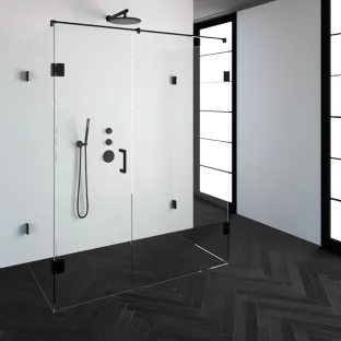 Brauer Complete Profileless Shower Enclosure XL 4-piece - 160x90 cm - Matt black