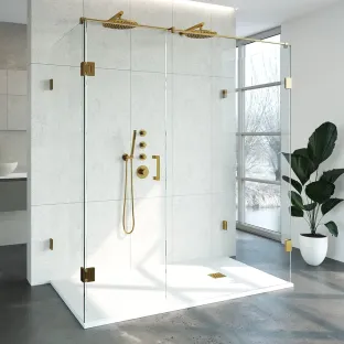 Brauer Complete Profileless Shower Enclosure XL 4-piece - 180x100 cm - Gold