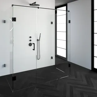 Brauer Complete Profileless Shower Enclosure XL 4-piece - 180x100 cm - Matt black