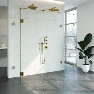 Brauer Complete Profileless Shower Enclosure XL 4-piece - 180x80 cm - Gold