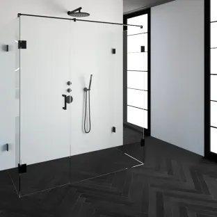 Brauer Complete Profileless Shower Enclosure XL 4-piece - 180x80 cm - Matt black