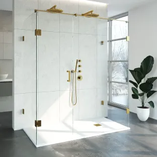 Brauer Complete Profileless Shower Enclosure XL 4-piece - 180x90 cm - Gold