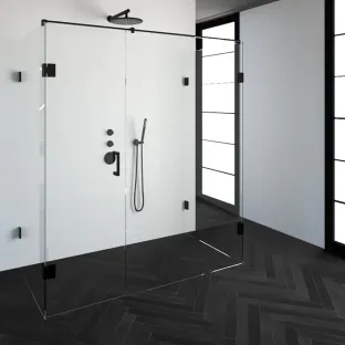 Brauer Complete Profileless Shower Enclosure XL 4-piece - 180x90 cm - Matt black