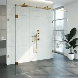 Brauer Complete Profileless Shower Enclosure XL 4-piece - 200x100 cm - Gold