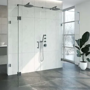 Brauer Complete Profileless Shower Enclosure XL 4-piece - 200x100 cm - Gunmetal