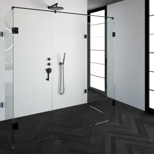 Brauer Complete Profileless Shower Enclosure XL 4-piece - 200x100 cm - Matt black