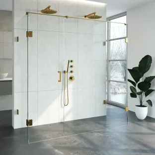 Brauer Complete Profileless Shower Enclosure XL 4-piece - 200x80 cm - Gold