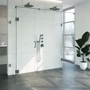 Brauer Complete Profileless Shower Enclosure XL 4-piece - 200x80 cm - Gunmetal