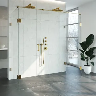 Brauer Complete Profileless Shower Enclosure XL 4-piece - 200x90 cm - Gold