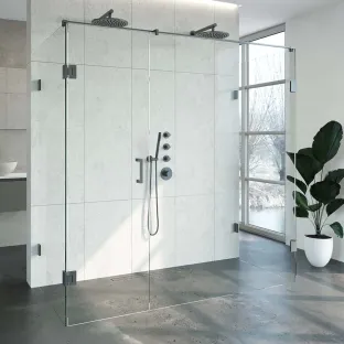 Brauer Complete Profileless Shower Enclosure XL 4-piece - 200x90 cm - Gunmetal