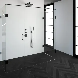 Brauer Complete Profileless Shower Enclosure XL 4-piece - 200x90 cm - Matt black