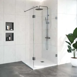 Brauer Complete Profileless Walk-in Shower - 100x200 cm - rotating side wall 30 cm - Gunmetal