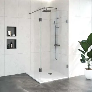 Brauer Complete Profileless Walk-in Shower - 100x200 cm - rotating side wall 40 cm - Gunmetal