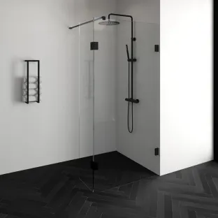 Brauer Complete Profileless Walk-in Shower - 100x200 cm - Rotating side wall 40 cm - Matt black