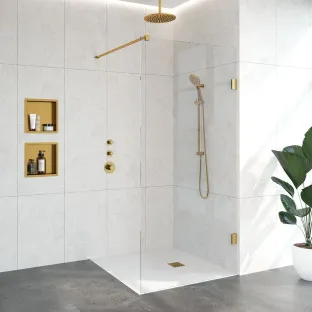 Brauer Complete Profileless Walk-in Shower - 100x200 cm - Gold