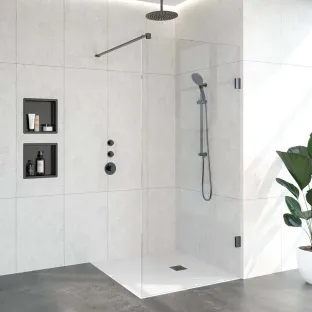 Brauer Complete Profileless Walk-in Shower - 100x200 cm - Gunmetal