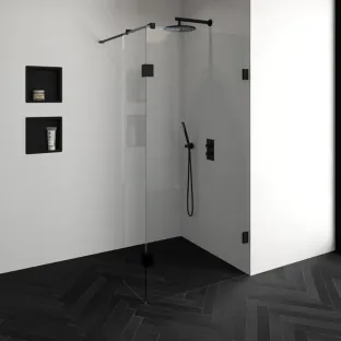 Brauer Complete Profileless Walk-in Shower - 100x200 cm - Fixed side wall 40 cm - Matt black