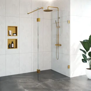 Brauer Complete Profileless Walk-in Shower - 110x200 cm - rotating side wall 30 cm - Gold