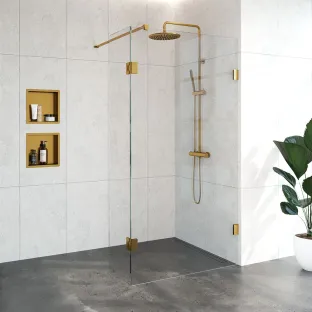 Brauer Complete Profileless Walk-in Shower - 110x200 cm - rotating side wall 40 cm - Gold