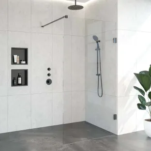 Brauer Complete Profileless Walk-in Shower - 110x200 cm - Gunmetal