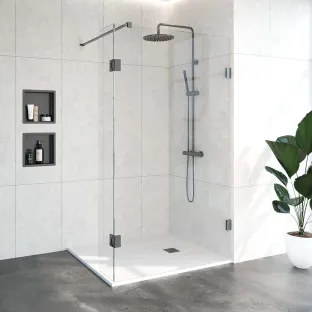 Brauer Complete Profileless Walk-in Shower - 120x200 cm - rotating side wall 30 cm - Gunmetal