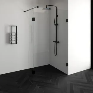 Brauer Complete Profileless Walk-in Shower - 120x200 cm - Swivel Side Wall 30 cm - Matt Black