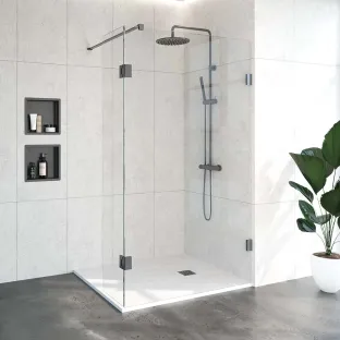 Brauer Complete Profileless Walk-in Shower - 120x200 cm - rotating side wall 40 cm - Gunmetal