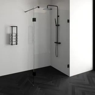 Brauer Complete Profileless Walk-in Shower - 120x200 cm - Rotating side wall 40 cm - Matt black