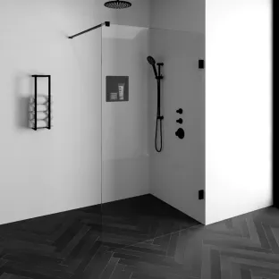 Brauer Complete Profileless Walk-in Shower - 120x200 cm - Matt black