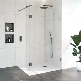 Brauer Complete Profileless Walk-in Shower - 120x200 cm - Fixed side wall 30 cm - Gunmetal