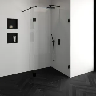 Brauer Complete Profileless Walk-in Shower - 120x200 cm - Fixed side wall 30 cm - Matt black