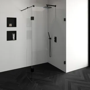 Brauer Complete Profileless Walk-in Shower - 120x200 cm - Fixed side wall 40 cm - Matt black