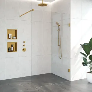 Brauer Complete Profileless Walk-in Shower - 130x200 cm - Gold