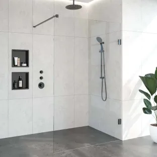 Brauer Complete Profileless Walk-in Shower - 130x200 cm - Gunmetal