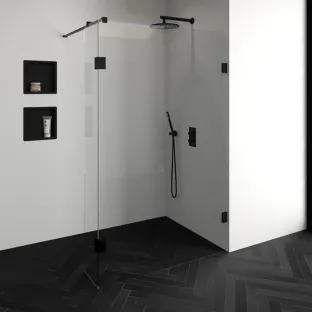 Brauer Complete Profileless Walk-in Shower - 130x200 cm - Fixed side wall 30 cm - Matt black