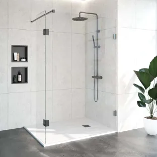 Brauer Complete Profileless Walk-in Shower - 140x200 cm - rotating side wall 40 cm - Gunmetal